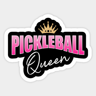 Pickleball Queen Pink And White With Gold Crown Sticker